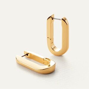 Jenny Bird U-Link Earrings Polished 14K Gold Plated Steel Hoop Earrings 1” EUC!